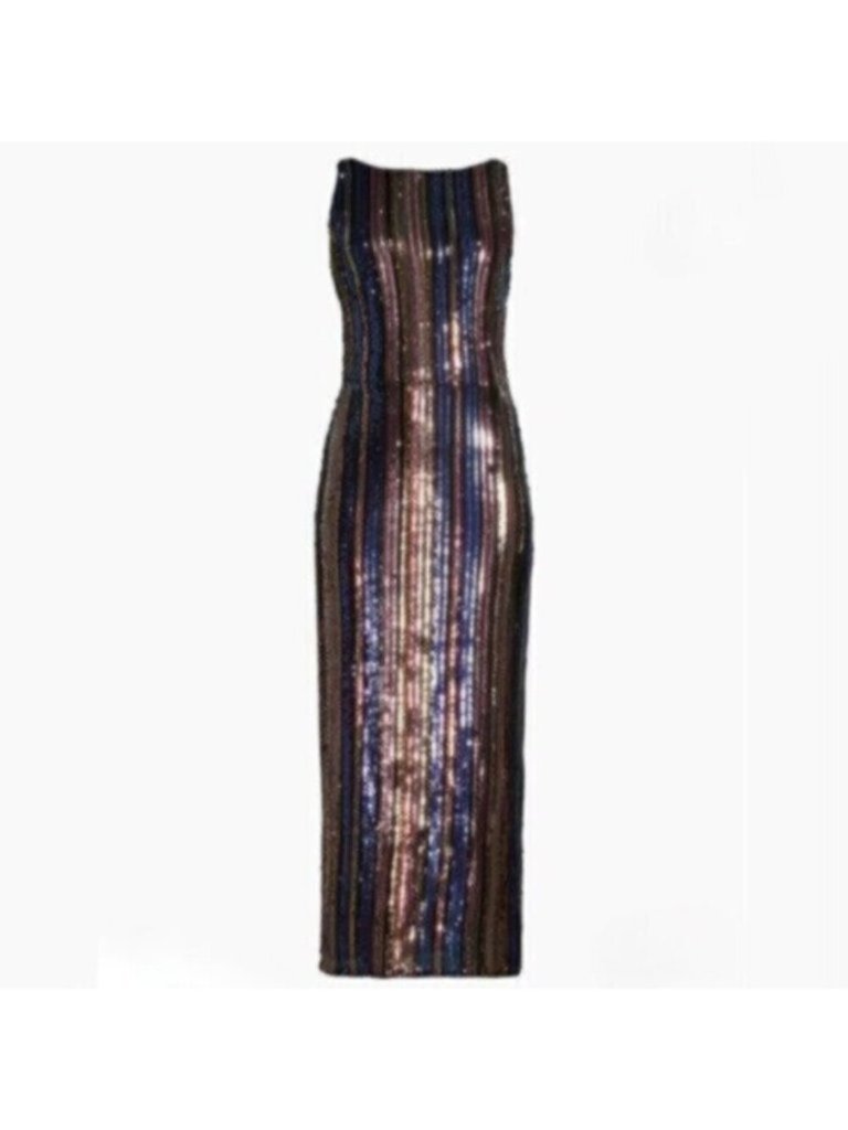 Nwot One33 Social Sequined Stripe Backless Midi Dress — image 4 of 8